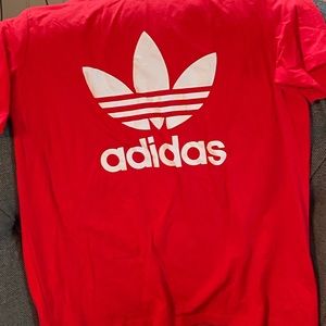 NWT Adidas Trefoil - Red, short sleeve size Large.